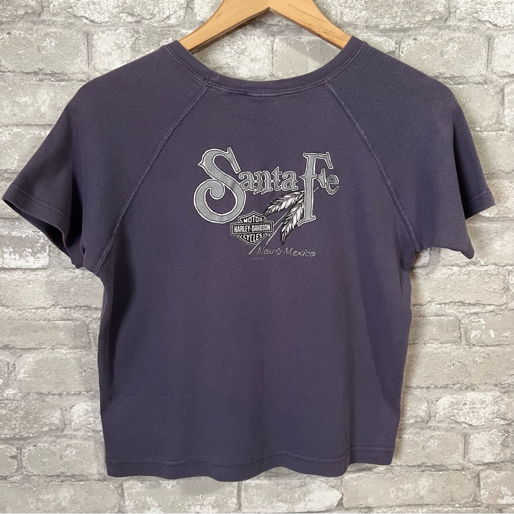 Vintage 1999 Harley Davidson Women's XL Purple Short Sleeve Sweatshirt Santa Fe - Picture 4 of 9